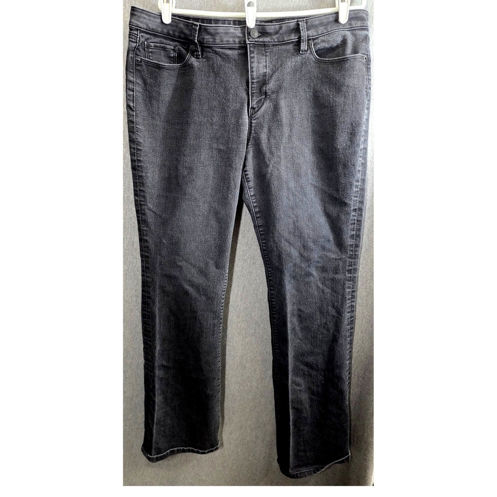 Ann Taylor LOFT Modern Boot Jeans 34/18T 34 18 Tall Black Denim Stretch Long